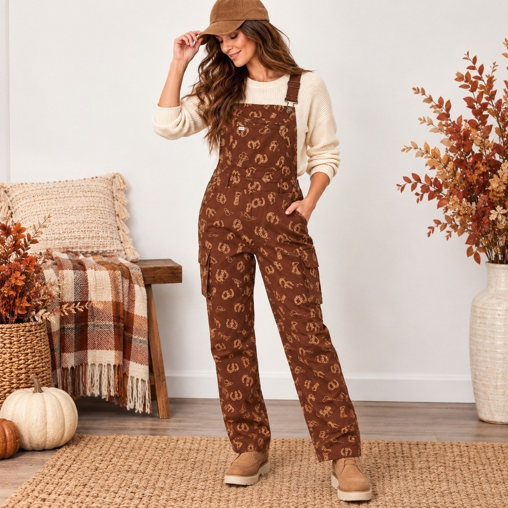 Duluth Trading Heirloom Gardening Overalls Womens XXL Brown Western Cowboy NWT